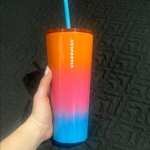 Starbucks Vibrant Orange and Blue Tumbler